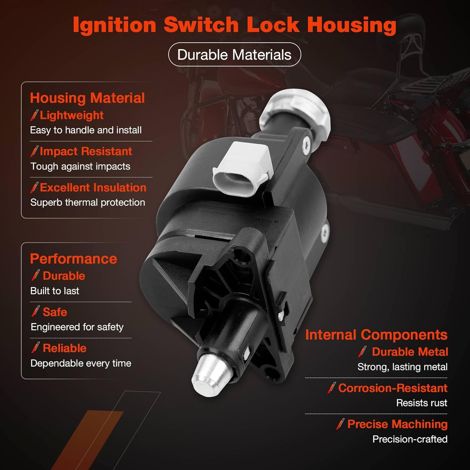 Ignition Switch Lock Housing Assembly Fit for 2014-2023 Harley Davidson Electra Glide, Road Glide, Street Glide, Tri Glide, Touring, Ultra Limited - Replaces OEM 71400012B, 11753, 71400012B-003