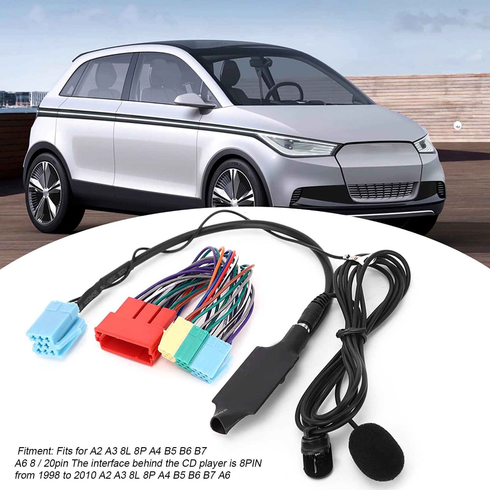 Adaptador de audio AUX, adaptador de audio Bluetooth con altavoz estéreo de coche de repuesto para A2 A3 8L 8P A4 B5 B6 B7 A6