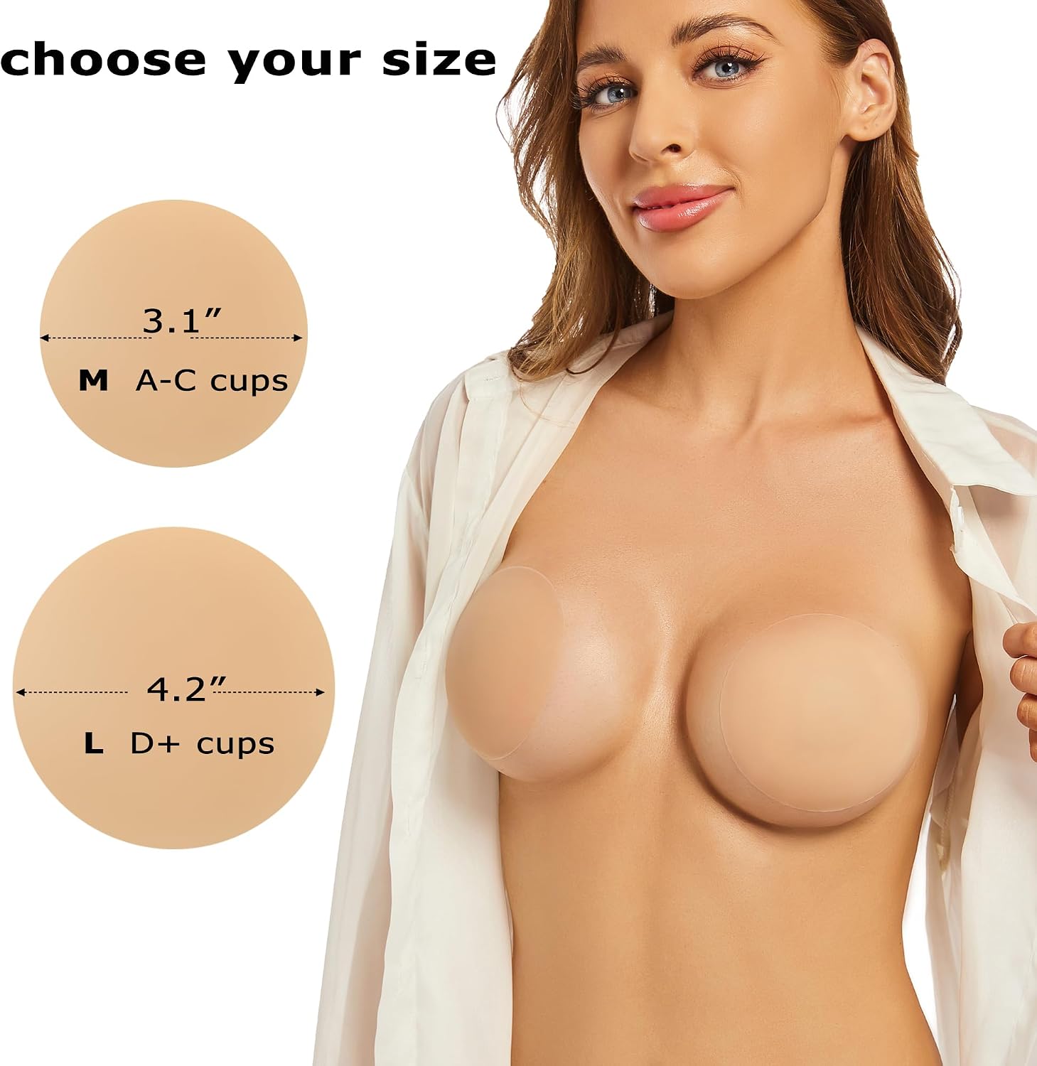 PRETTYWELL Nipple Covers for Women 4 Pairs Sticky Waterproof Silicone Nipple Pasties Seamless Reusable Thin Breast Petals