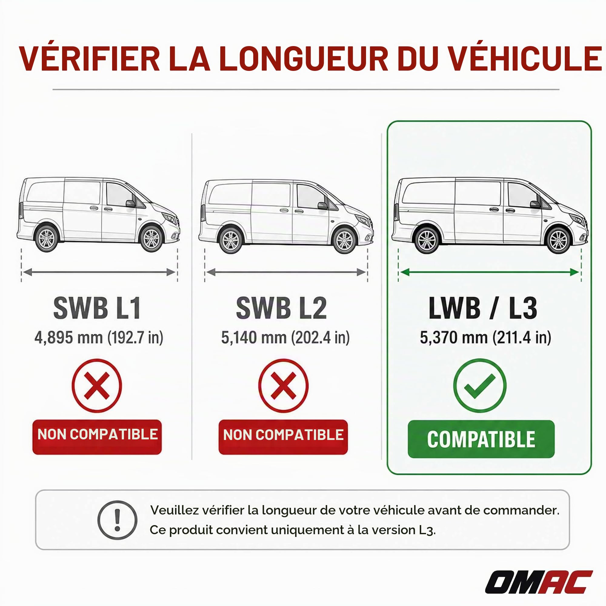 Barres de Toit longitudinales pour Mercedes Vito W639 W447 2003-2026 L3 Alu Noir