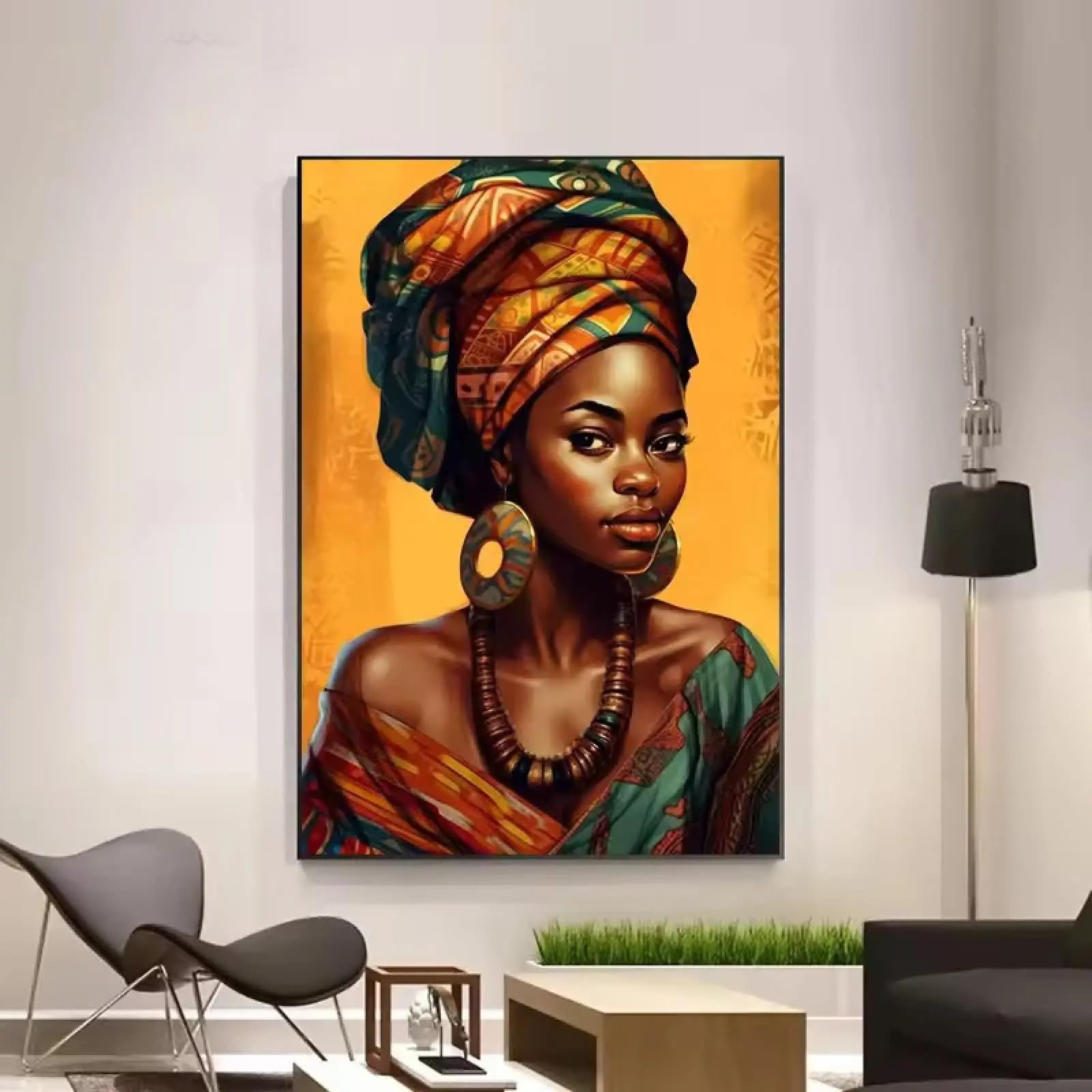 Tableau africain abstrait affiche moderne decoration murale grand format salon 60x90 - 6