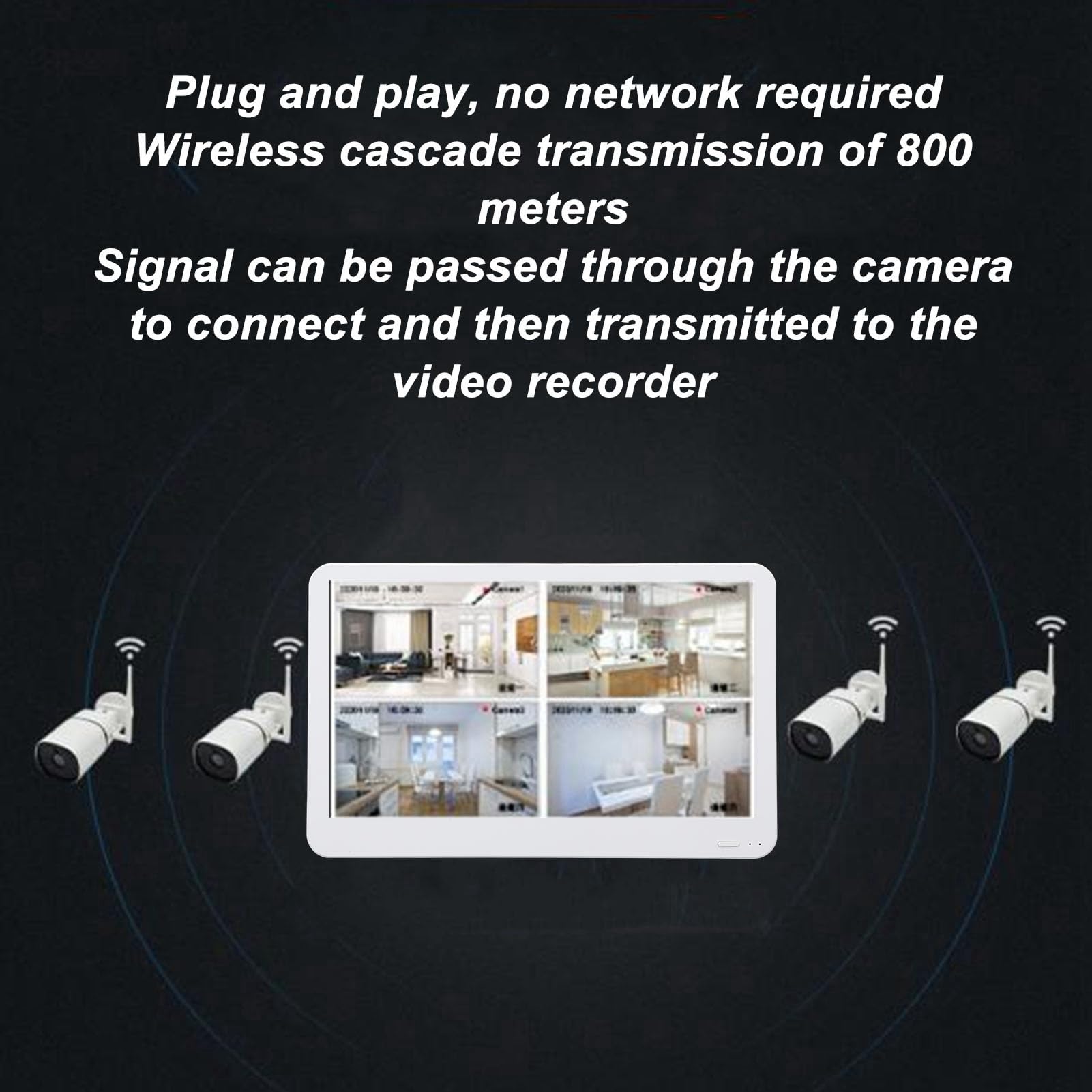 Rejestrator Wideo z Monitorem NVR, Duży Wyświetlacz 11,5 Cala, Monitorowanie 8 Kanałów, Sieciowy Rejestrator Wideo POE HD dla Domowej Kamery Bezpieczeństwa Bezprzewodowy Monitor