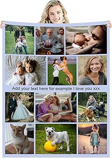 Personalised Photo Blanket Throw Customized with Picture Text Birthday W...