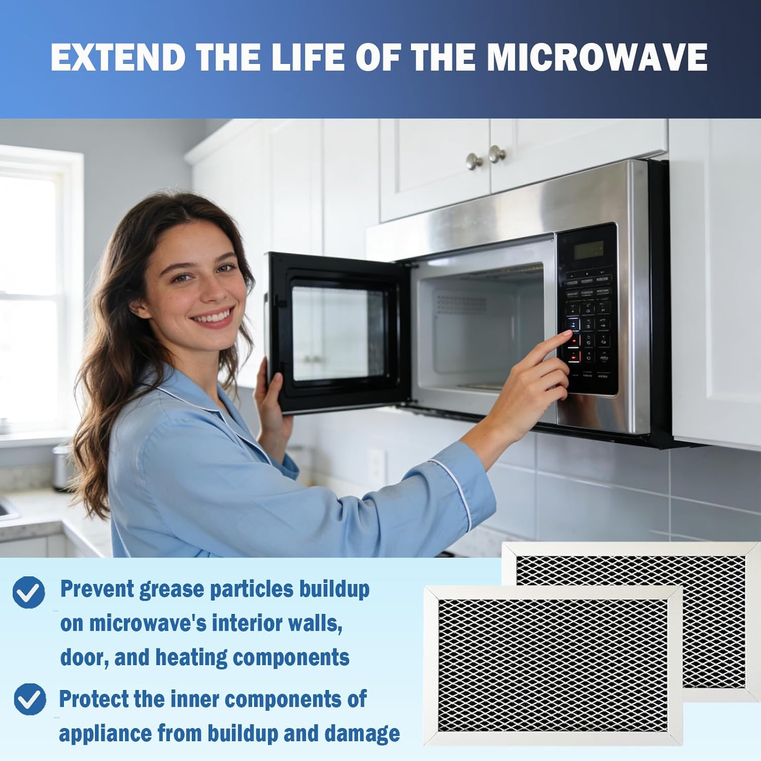 2 Pack Microwave Charcoal Filter Fit for GE JNM3184RP9SS, JVM3160DF9BB, JVM3160DF9CC, JVM3160DF9WW Microwave Replacement Part