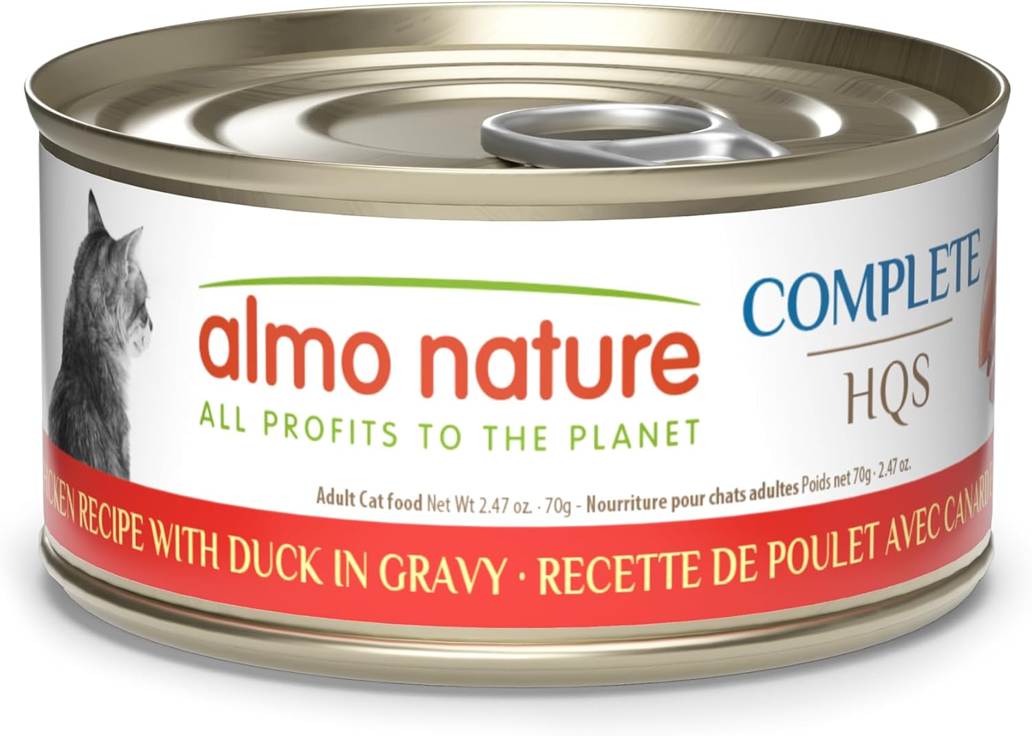 almo nature HQS Complete CAT Wet Cat Food Chicken Recipe with Duck in Gravy - Grain-Free Cat Food Canned, 2.47 oz (Pack of 12)