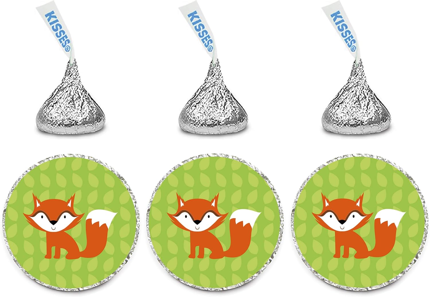 Andaz Press Chocolate Drop Labels Stickers Single, Baby Shower, Fox, 216-Pack, for Kisses Party Favors, Gifts, Decorations, Birthday