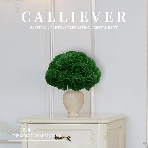 Miniatura 6 de DH EYB Flor de clavel de seda, 50 flores artificiales, utilizada para decoración de boda, flores hechas a mano, diámetro de flor de clavel de 3.5