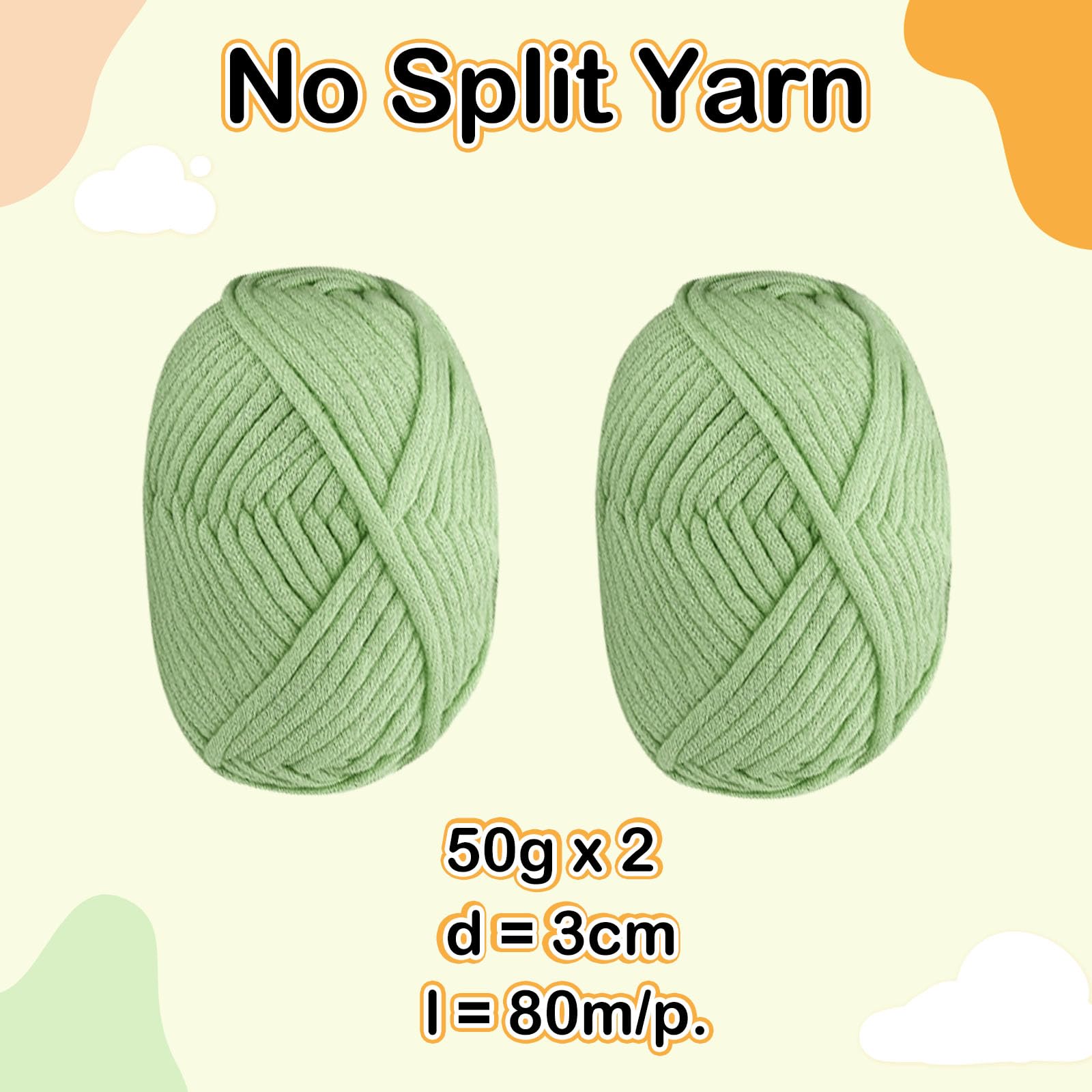 Renyiz Chunky Yarn for Crochet 2x50g Soft Thick Wool for Beginners and Amigurumi Projects Easy Crochet Starter Kit Sage Green Yarn - Image 2