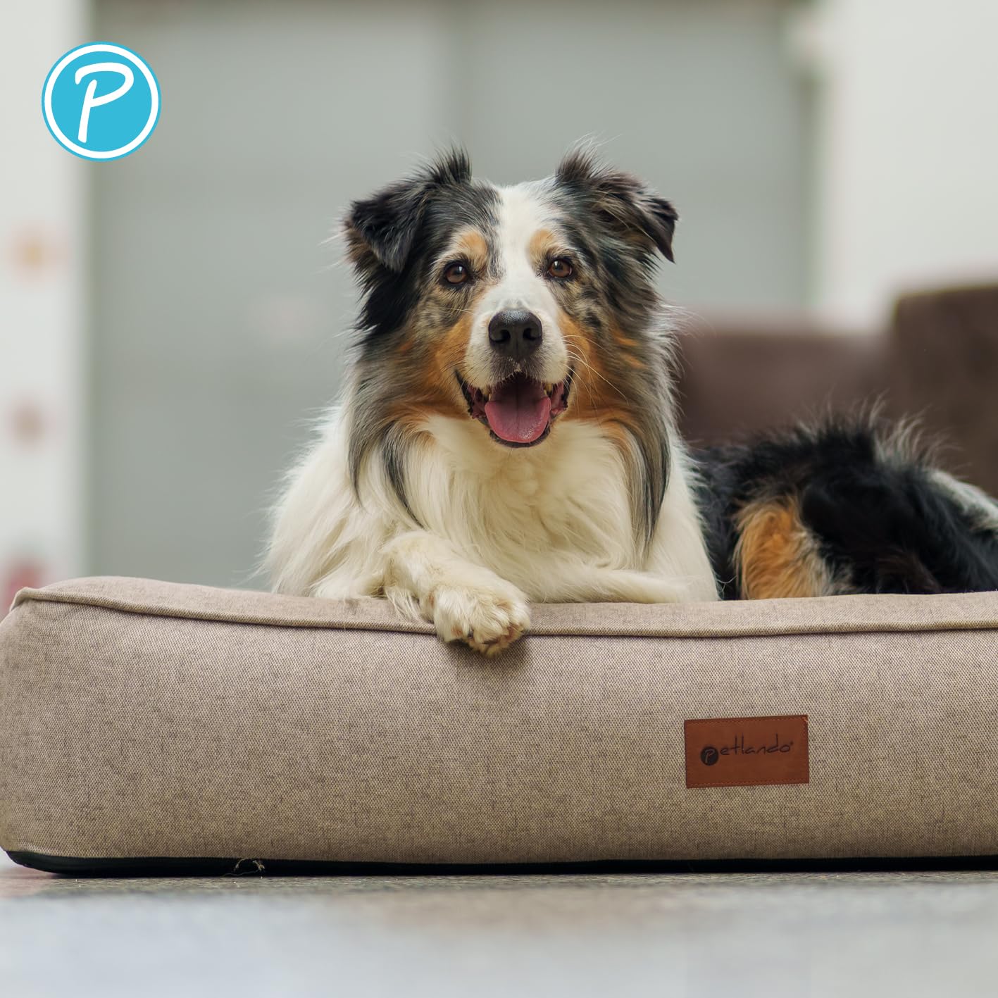 Petlando orthopädisches Hundebett Lima Ortho, ergonomische Liegefläche, waschbar 60°C, rutschfest, XL Tabacco, Hundematte beige, Hundekissen für große Hunde L 120 x B 85 x H 17 cm