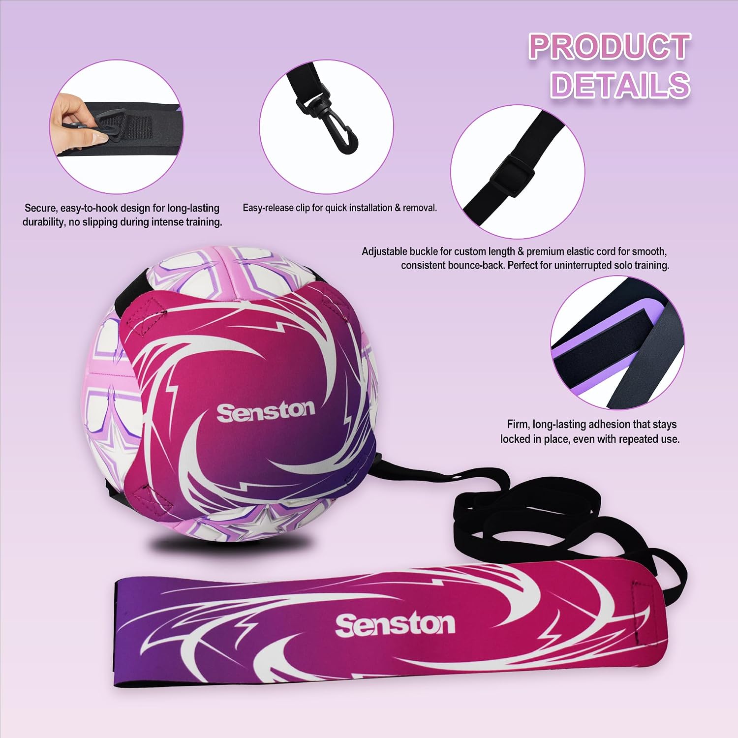 Senston Soccer/Volleyball Training Belt Fits Ball Size 3, 4, and 5 | Adjustable Elastic Rope , Durable Nylon Material, Thickened Edge,Deform-Resistant, Boost Soccer Skills, Indoor Outdoor Use