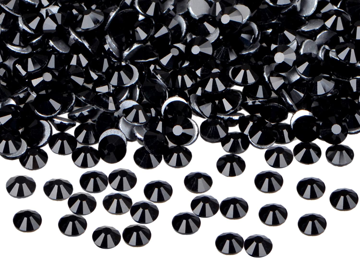 144PCS Art Nail Rhinestones Non Hotfix Glue Fix Round Crystals Glass Flatback for DIY Jewelry Making with one Picking Pen (ss50 144PCS, Jet Black)