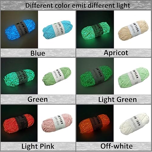 Miniatura 3 de 5 rollos de hilo que brilla en la oscuridad para tejer de ganchillo brillante para tejer, suministros de costura luminosos para tejer manualidades