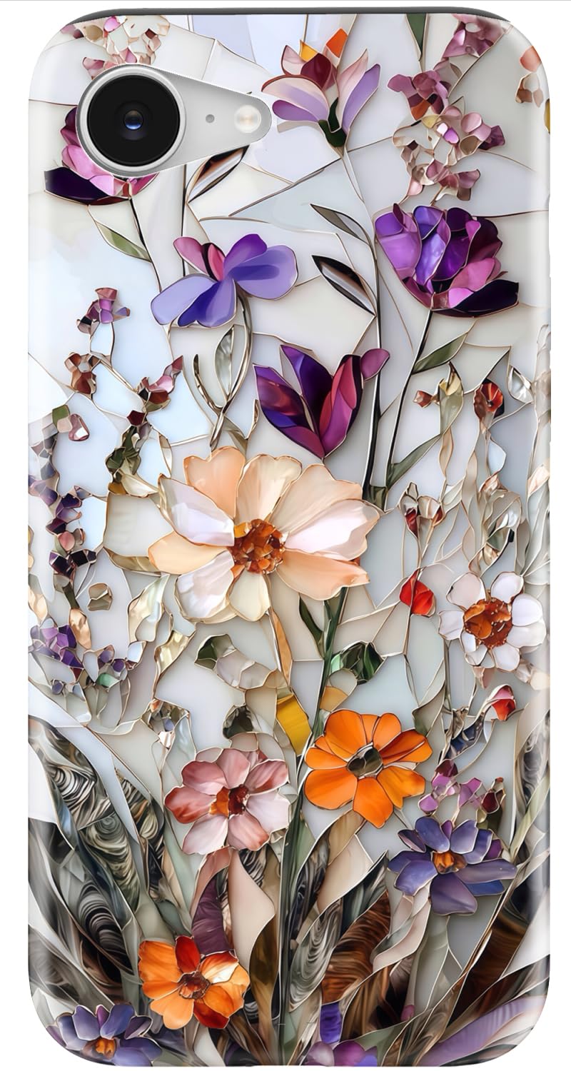 Goodon for iPhone 17 Pro Max Case Cute, Preppy Floral Design,Slim Silicone Protective Hard Cover, Wireless Charging Compatible Aesthetic Glossy Y2K Phone Cases for Women Girls, Marbled Floral Veins — view 85