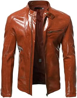 LiPski Men's Autumn New Shiny Leather Jacket Fashion Self-cultivation Stand-up Collar Motorcycle Suit PU Handsome Short Top