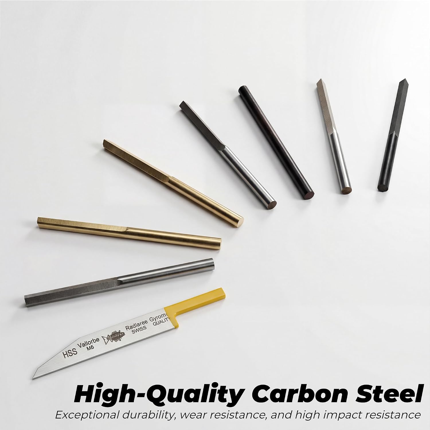8PCS Rotary Tool Engraver Bits, 1/8” Carbon Steel Jewelry Engraving Knives Cutting Bit Set, Polishing Carving Bits for Pneumatic Impact Engraving Machine Pen, 1/8 Inch Shank