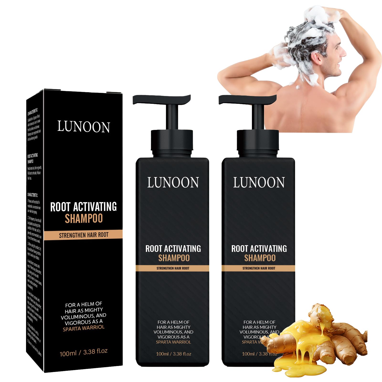 Root Activating Szampon 2 sztuki Ginger Black Hair Growth Shampoo 2024 New Root Activator Szampon nadaje się do poprawy objętości i tekstury włosów