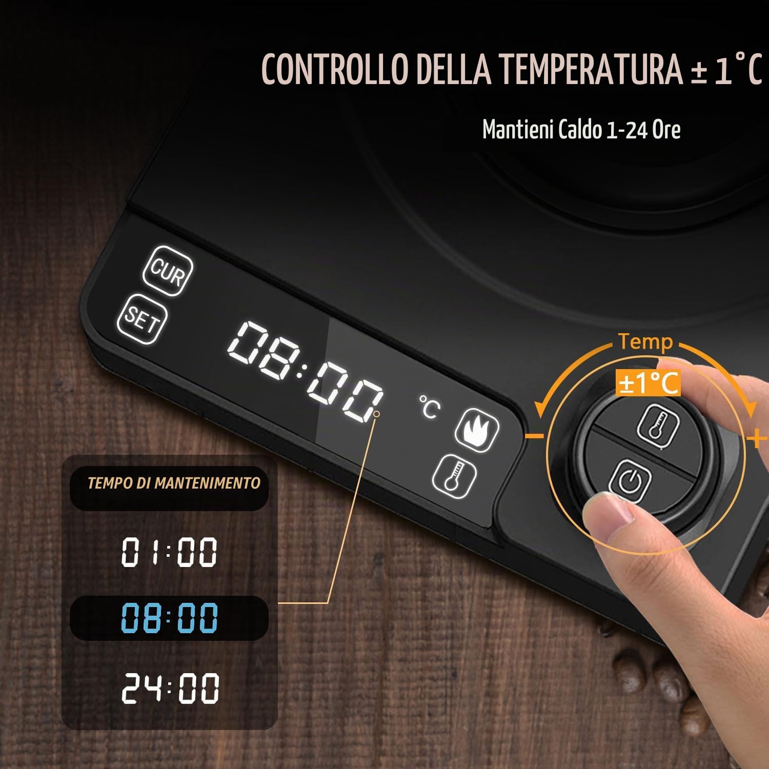 Bollitore Elettrico A Collo Di Cigno Bollitore Per Tè E Caffè In Acciaio Inossidabile, Riscaldamento Rapido, Indicatore Led, Funzione Di Mantenimento Del Calore, Regolazione Della Temperatura
