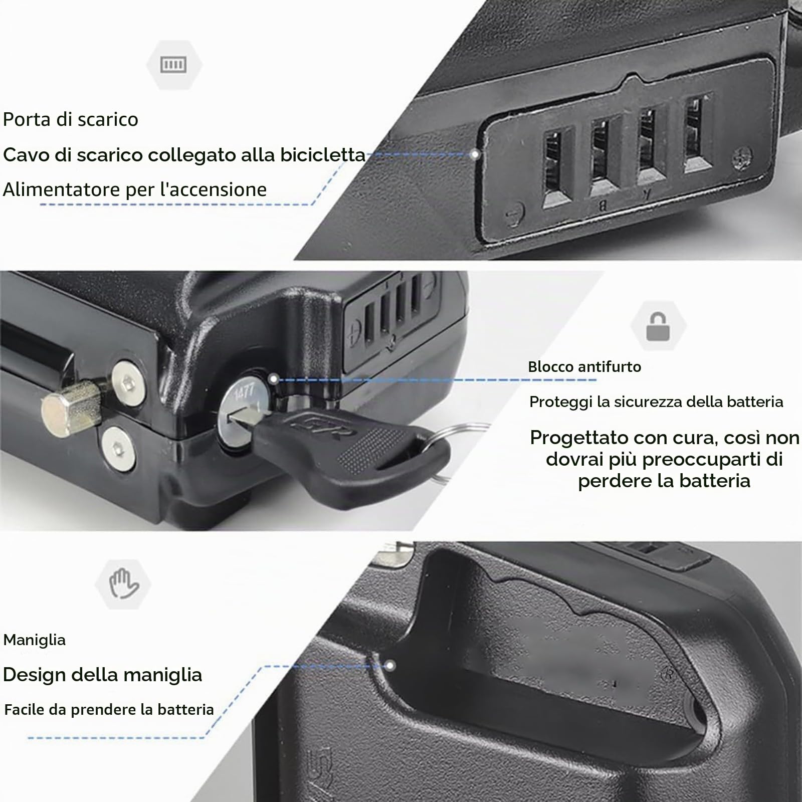 Batteria Pieghevole Per Bici Elettrica 36V 13Ah 18Ah 48V 10Ah 14Ah Ebike Batteria Batteria Per Bici Elettrica Per 50W-250W Con Caricabatterie 36V 13Ah