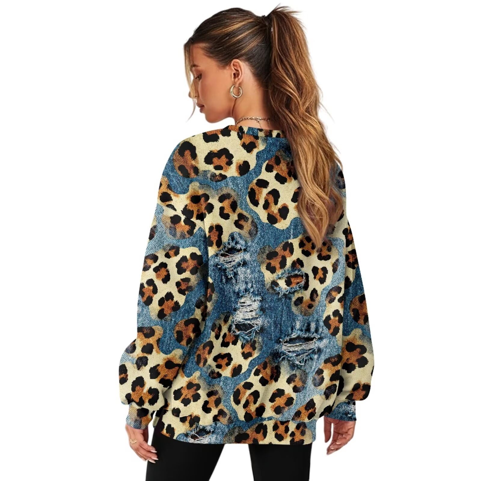 Bluza oversize damska bluza z okrągłym dekoltem sweter koszule z długim rękawem wygodny sweter z kieszenią jesienne zimowe stroje