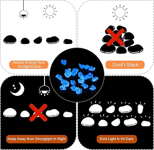 Miniatura 49 de MECCANIXITY 300 piedras brillantes de 8 a 0.394 in brillantes para decoración en la oscuridad, piedras luminosas, decoración de bricolaje naranja