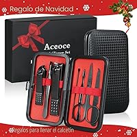 Vista 8 de Aceoce Set profesional de aseo de manicura, pedicura con cortaúñas, 18 en 1, de acero inoxidable, Negro