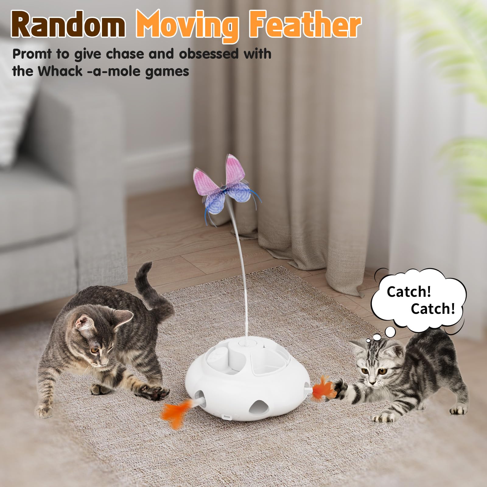 Juguetes para gatos, juguete interactivo inteligente de caza para gatitos de interior, juguete electrónico de movimiento automático para gatos aburridos para interiores, recargable por USB
