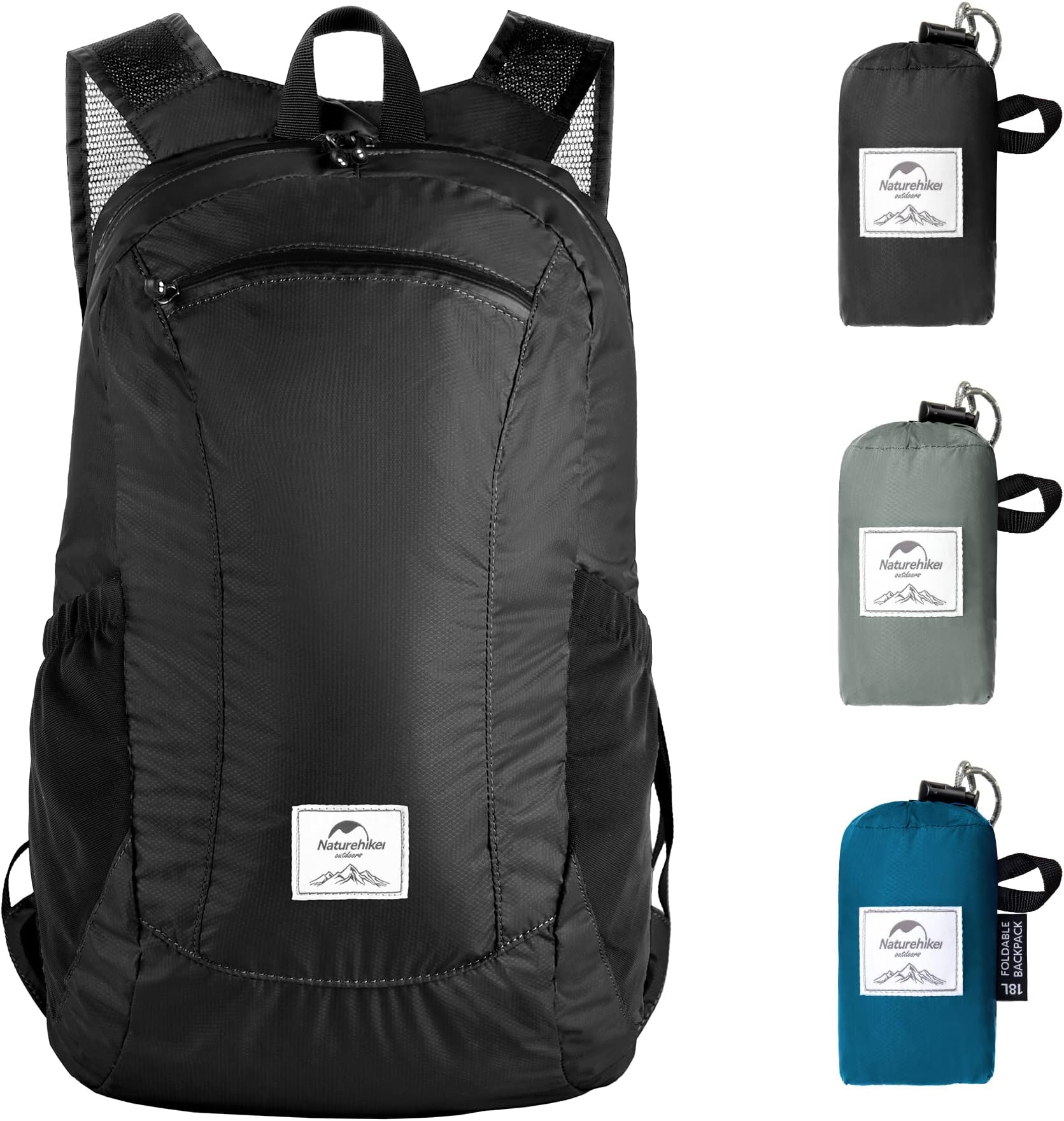 18L Lightweight Hiking Backpack, Waterproof Camping Packable Backpack Ultralight for Travel, Airplane, Small Hiking Daypack for Adults, Black