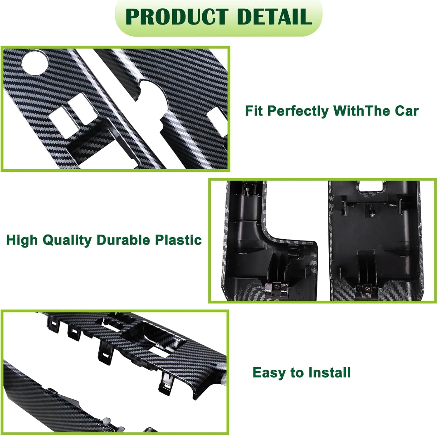 Pair Window Switch Bezel Cover Front Left&Right Side Door Switch Panel Trim Carbon Fiber Compatible with 2006-2009 Nissan 350Z Replaces 80961-CF40E 80960-CF40A