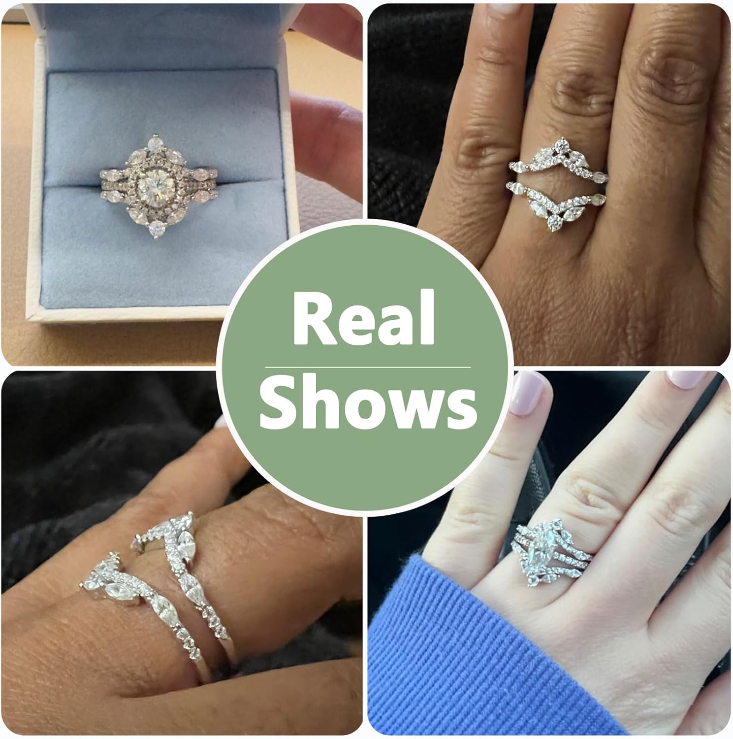 Newshe Jewellery Moissanite Ring Enhancer for Engagement Rings 925 Sterling Silver Curved Wedding Band Bridal Guard and Wraps Marquise Round Size - Image 4