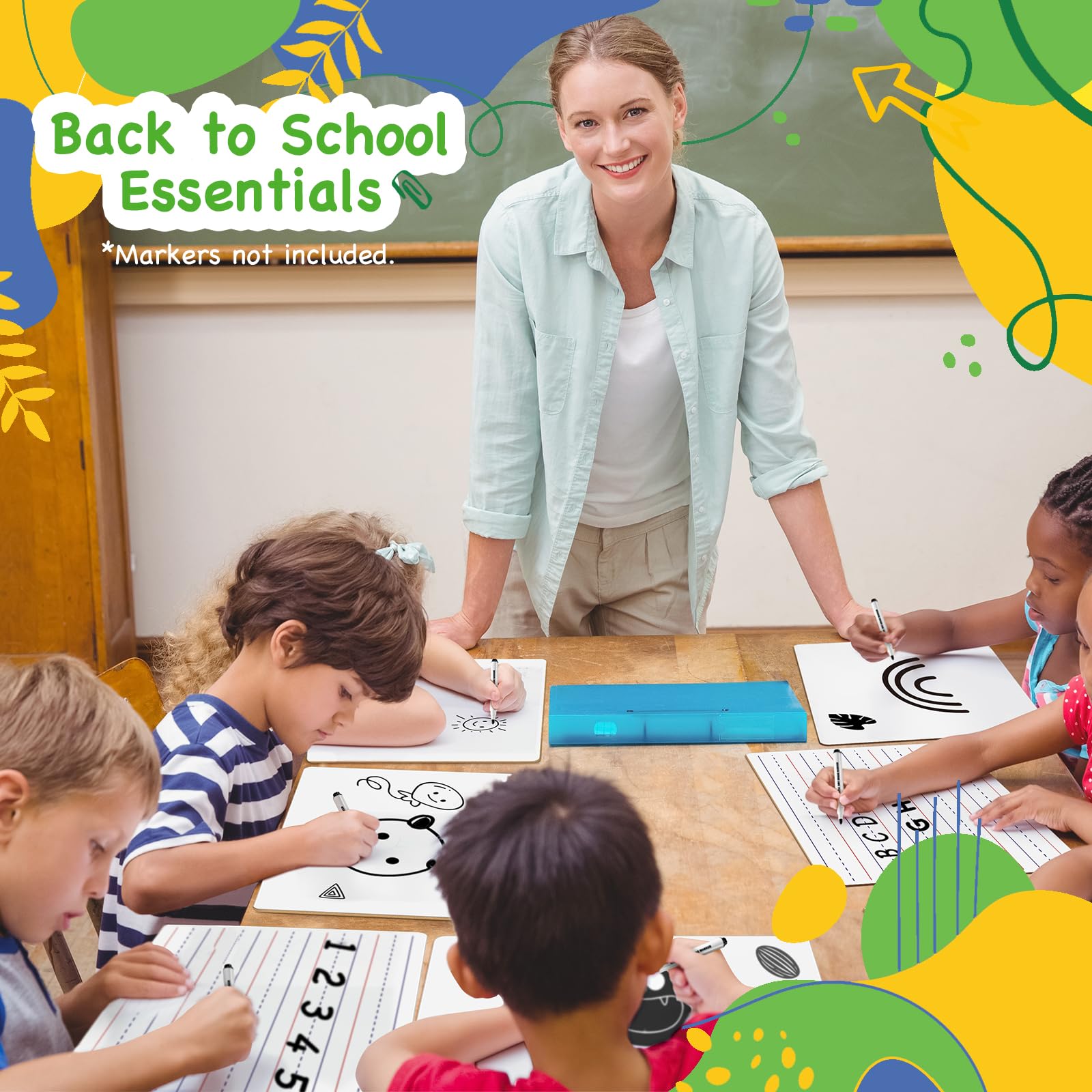 Ohuhu Whiteboard Klein A4, Doppelseitige Mini White Board, Trocken Abwischbare, Tragbares, für Schüler, Klassenzimmer, Schule, Heim und Büro (Blank & Lined, Only Whiteboard - 30 Pack)