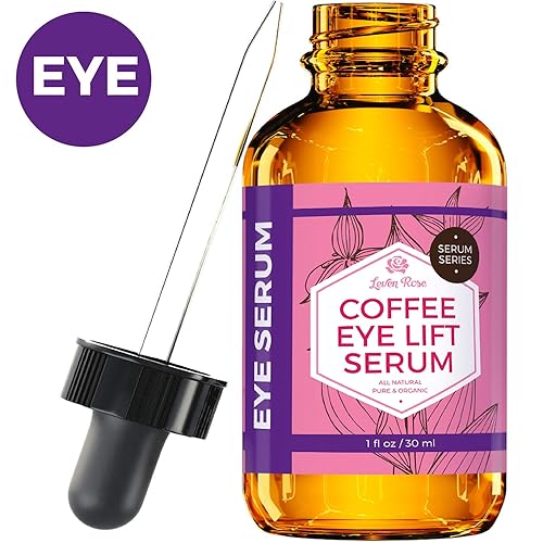 Leven Rose Suero de cafeína de aceite de café para ojos, 1 oz, suero orgánico antienvejecimiento para debajo de los ojos para bolsas hinchadas