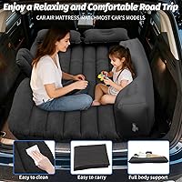 Vista 4 de Colchón inflable de aire para automóvil, cama de asiento trasero con bomba de aire, 53 x 32.6 pulgadas, portátil, grueso, para automóvil, viajes
