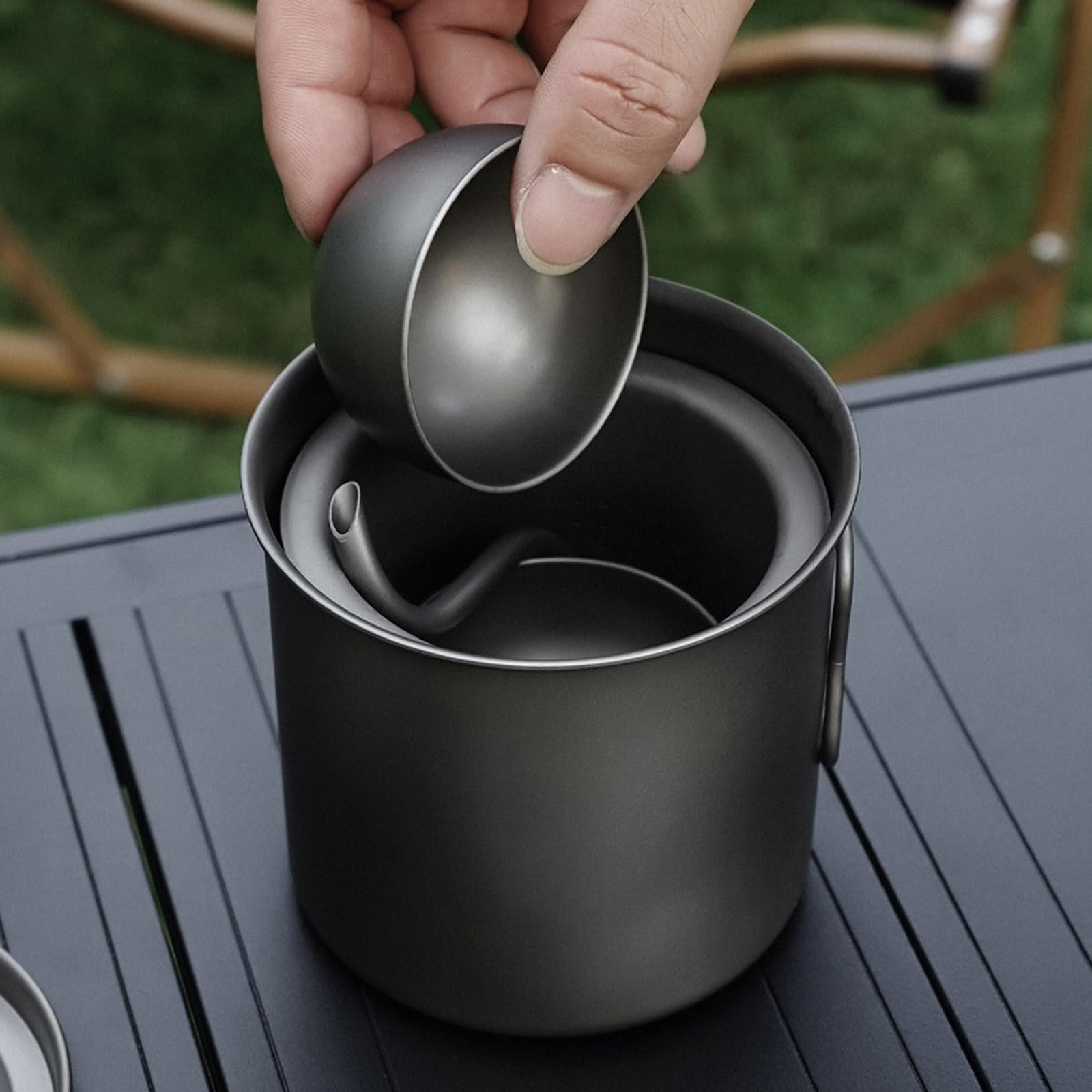 Platzsparendes Set aus Metall, 5-teilig, unverzichtbar für den Außenbereich, schnelles Aufheizen, Campingausrüstung für Naturliebhaber, Waren aus massivem Metall
