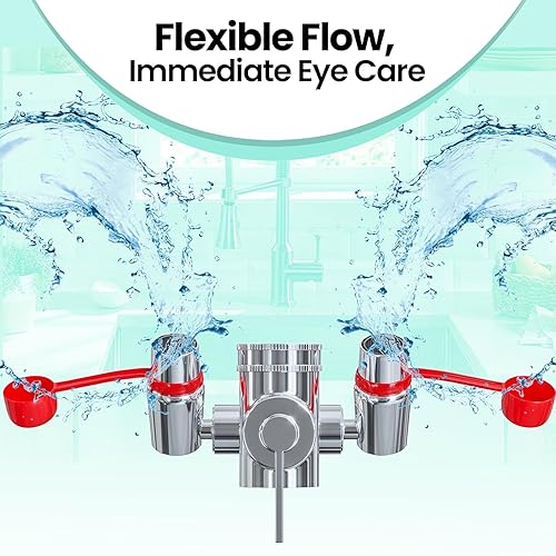 Miniatura 12 de TidyFriend Kit de lavado de ojos – Accesorio de fregadero de emergencia montado en grifo – 1 estación de lavado de ojos de flujo continuo, 3 Rojo