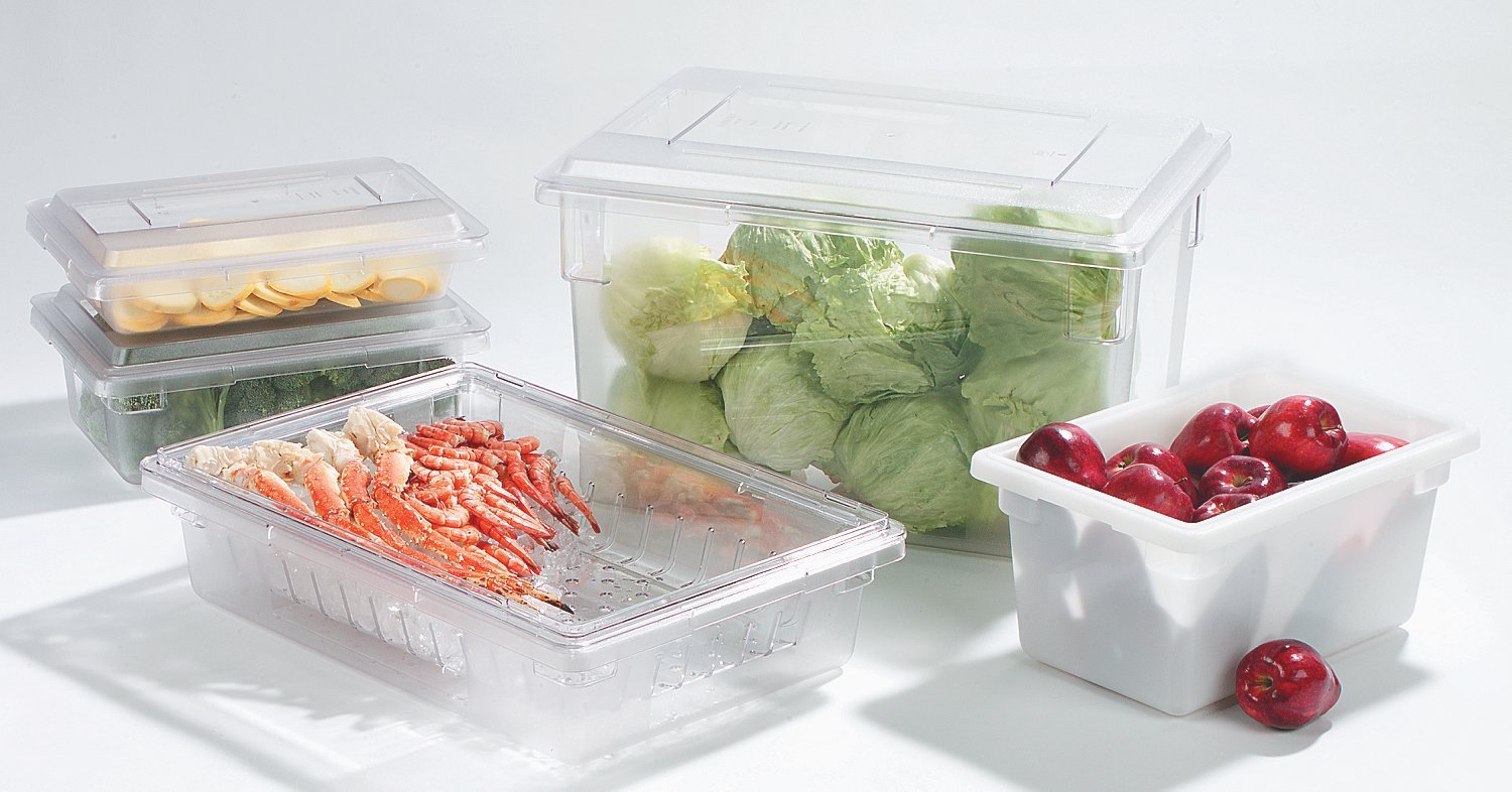 Carlisle Contenedores de almacenamiento apilables transparentes, policarbonato, transparente, 26" x 18" Lid