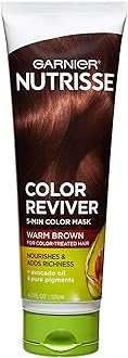 Garnier Nutrisse 5 Minute Nourishing Color Hair Mask with Triple Oils Delivers Day 1 Color Results, for Color Treated Hair, Warm Brown, 4.2 fl. oz.