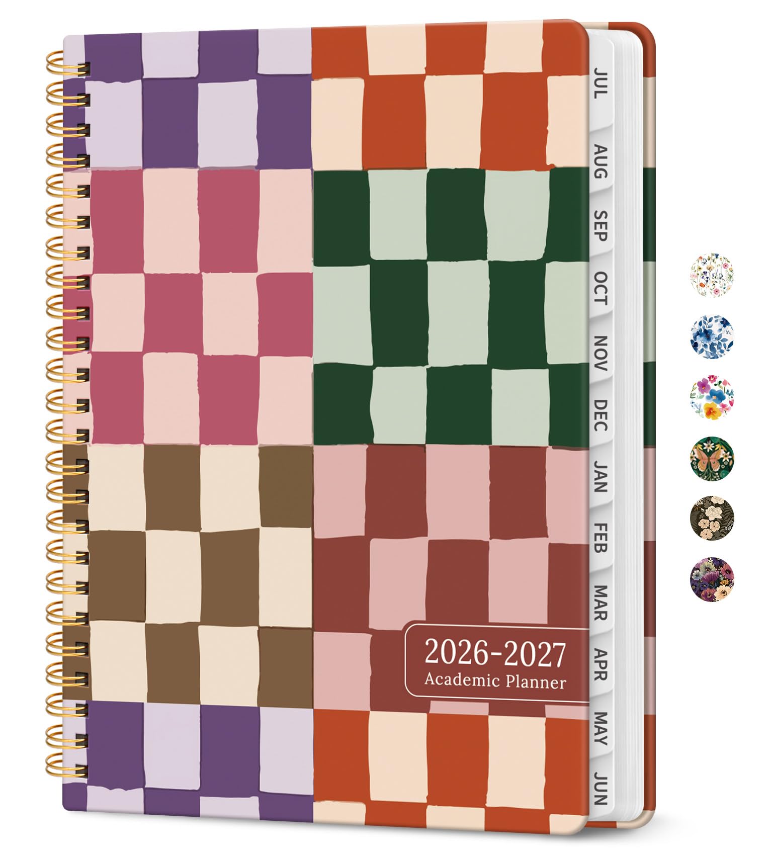 Taja Academic Planner 2026-2027, July-June, Hardcover Agenda Book with Tabs, Checkered Pattern, 8.5" x 11" | Stay Organized Effortlessly - main product image