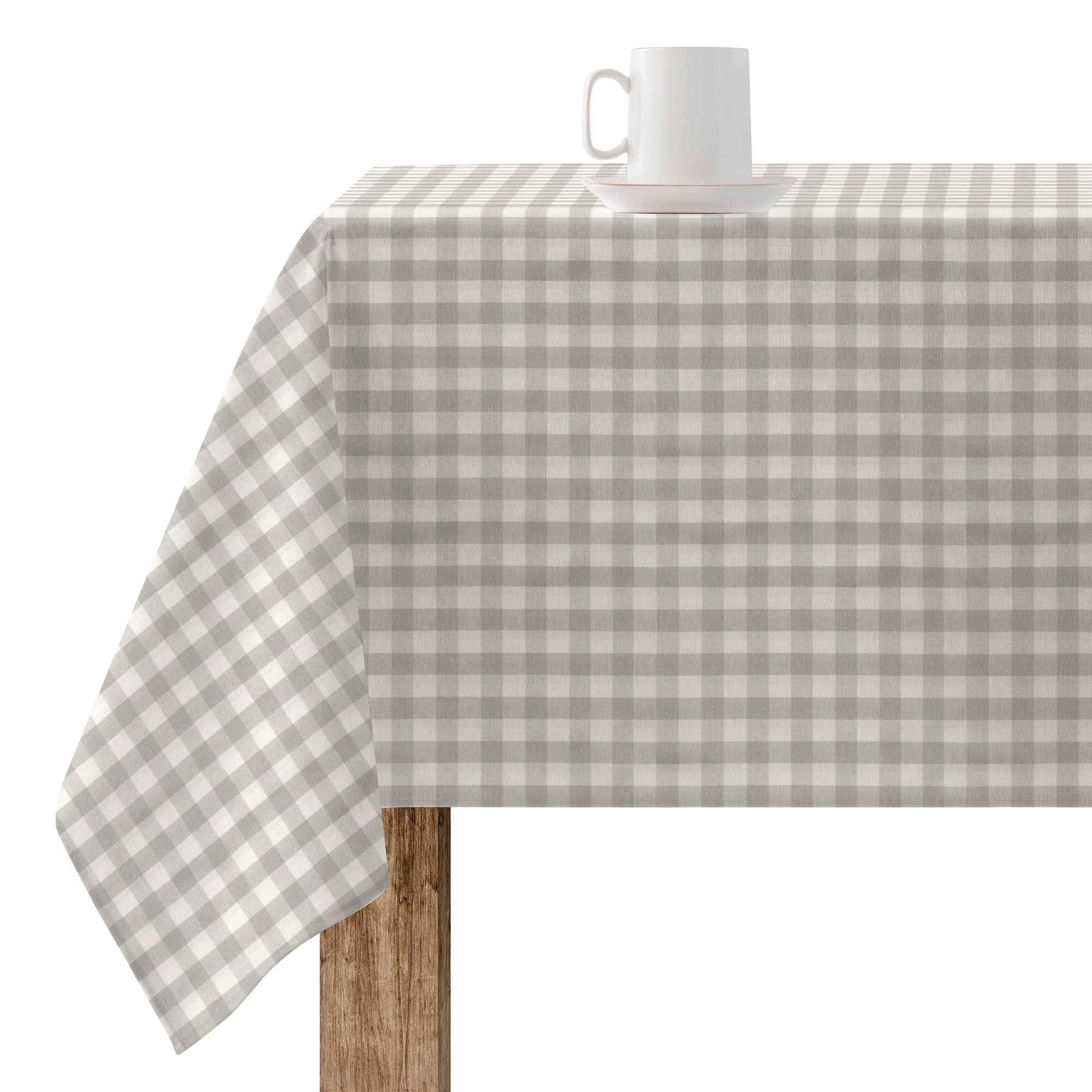 BELUM,Resinated Tablecloth Stain Resistant Paintings 150-10, Tablecloth Checkered Vichy Size; 200X155 cm, Tablecloth Vichy Grey, Tablecloth Fabric 100% Organic Cotton