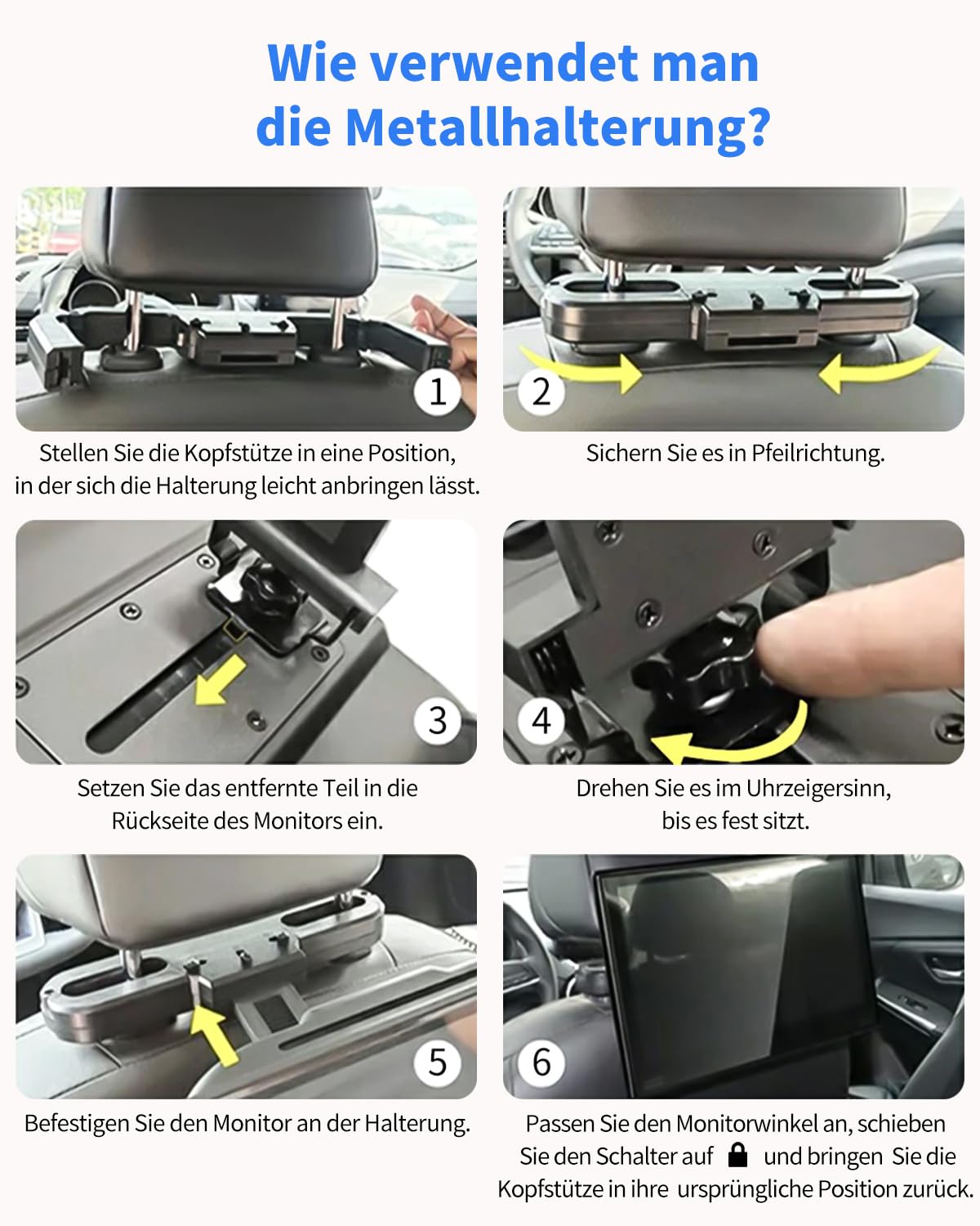 11,6" DVD Player Auto mit HDMI-Eingang & Ausgang, Tragbarer Auto DVD-Player mit Kopfstützenhalterung, Disc-Eingang mit Saugnapf, Unterstützt Letzter Speicher, USB/TF-Karte
