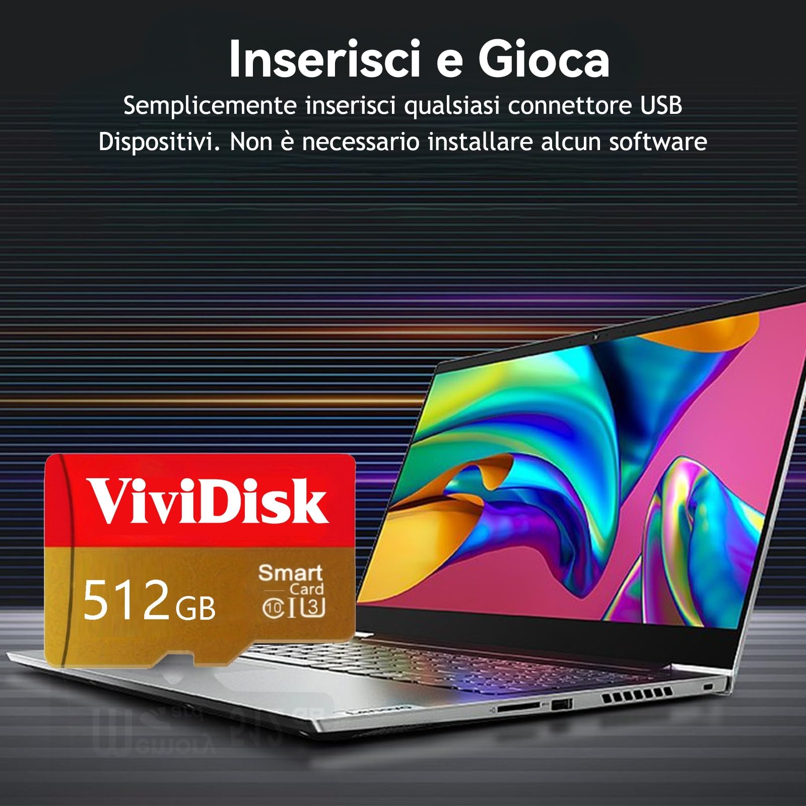 Vividisk SD Card 512GB – High Speed TF Card 512 GB Waterproof Memory Card SD Mini Memory Card scheda sd with Smartphone,Camera,Tablet,Drone,Smart TV
