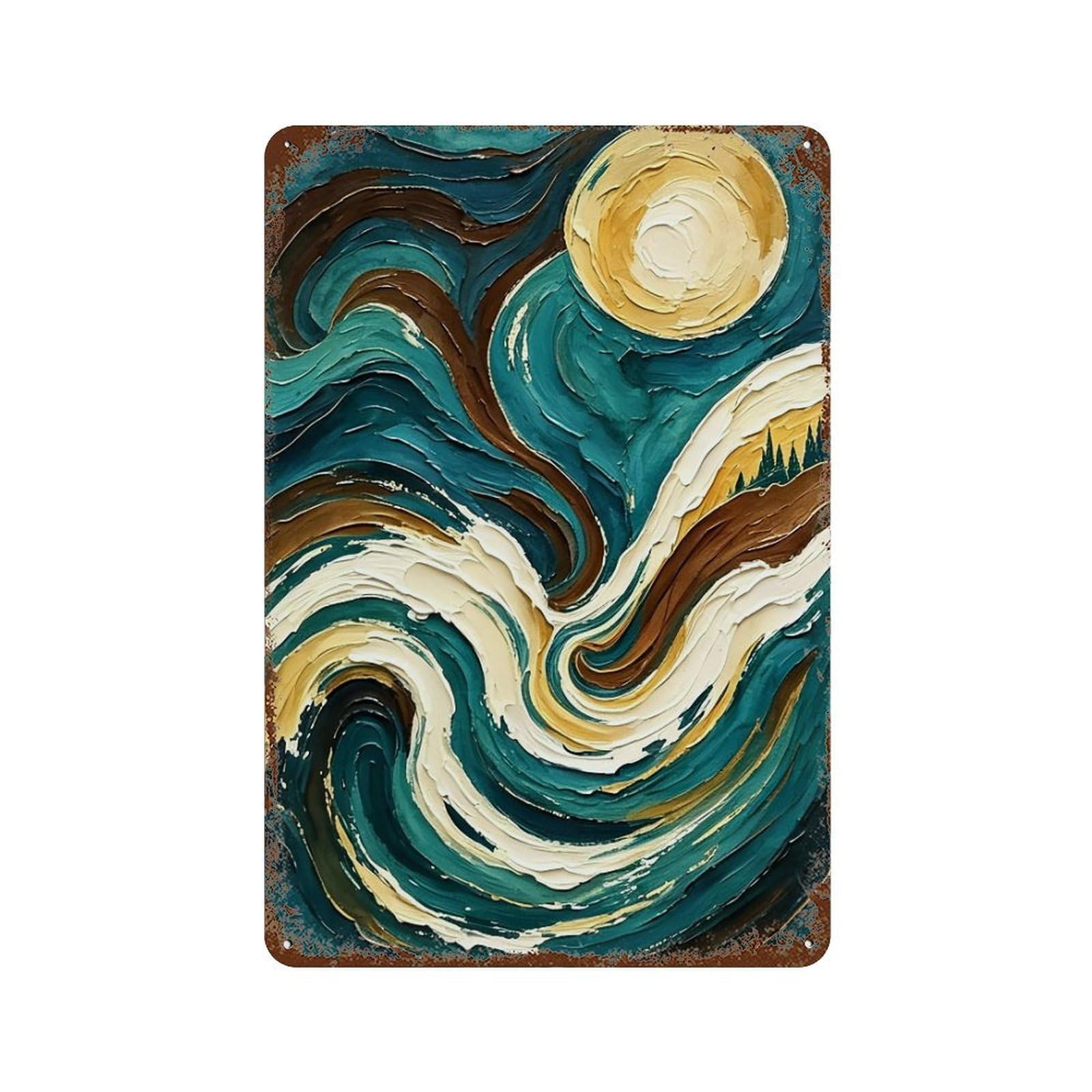 Wihyrtui Style Stratified Terrestrial Hue Lines (4) Wall Retro Iron Metal Tin Sign Vintage Art Poster Modern Home Cofffee Club Art Bar Shop Decor 30X20cm