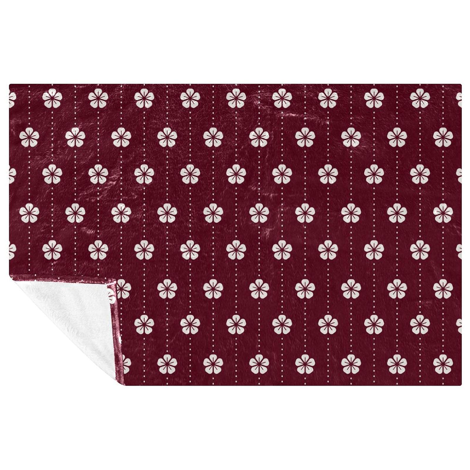 Couverture douce contre le froid : plaid floral japonais 150x100 cm lit et extérieur