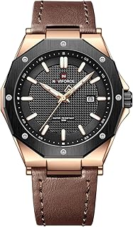 Naviforce Original NF9200L-RG-B-BN Wrist Watch For Men For Dream NF9200L With Black Dial Leather Belt with Brown Color