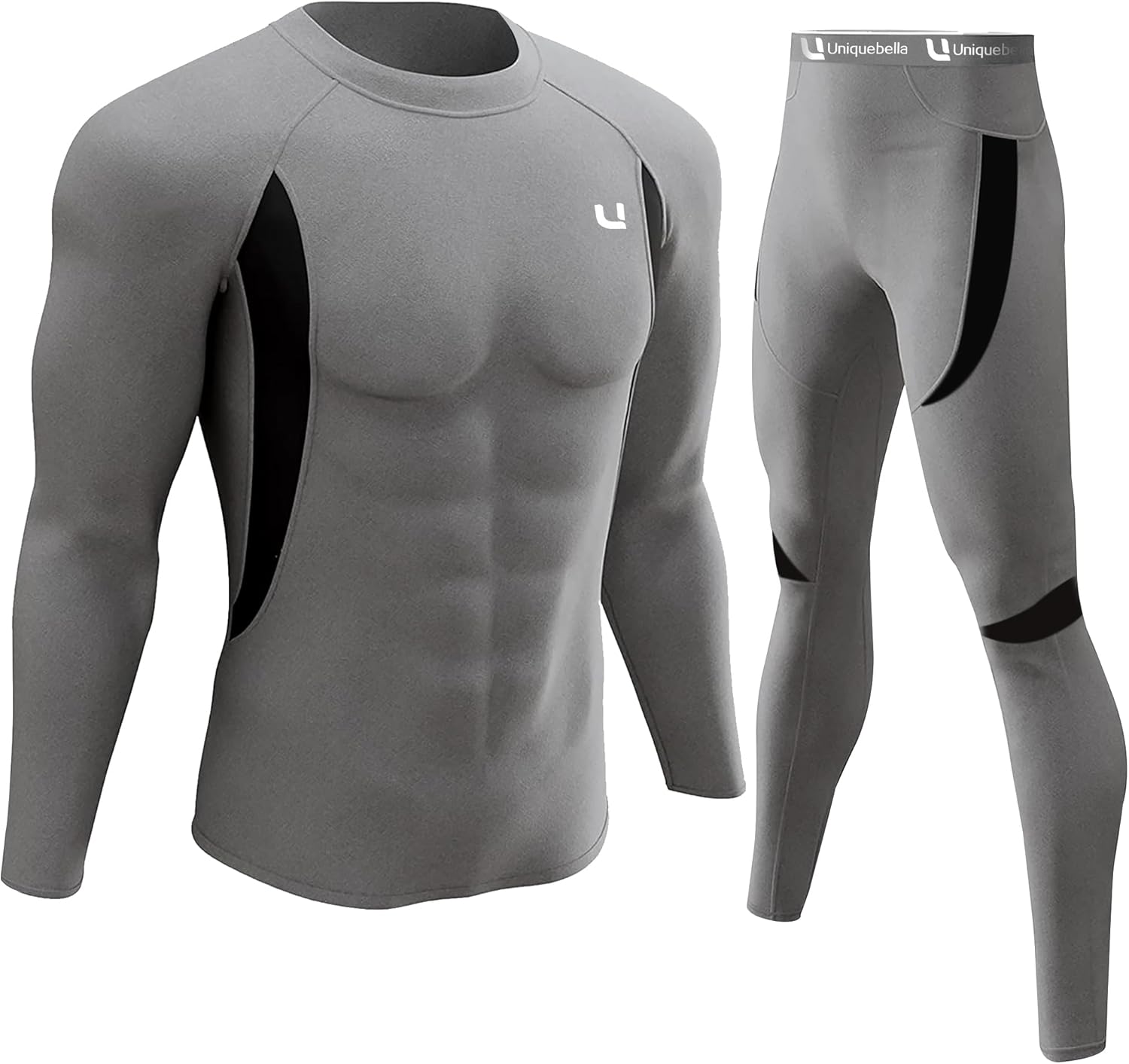 UNIQUEBELLA Men's Thermal Underwear Sets Top & Long Johns Fleece Sweat Quick Drying Thermo Base Layer