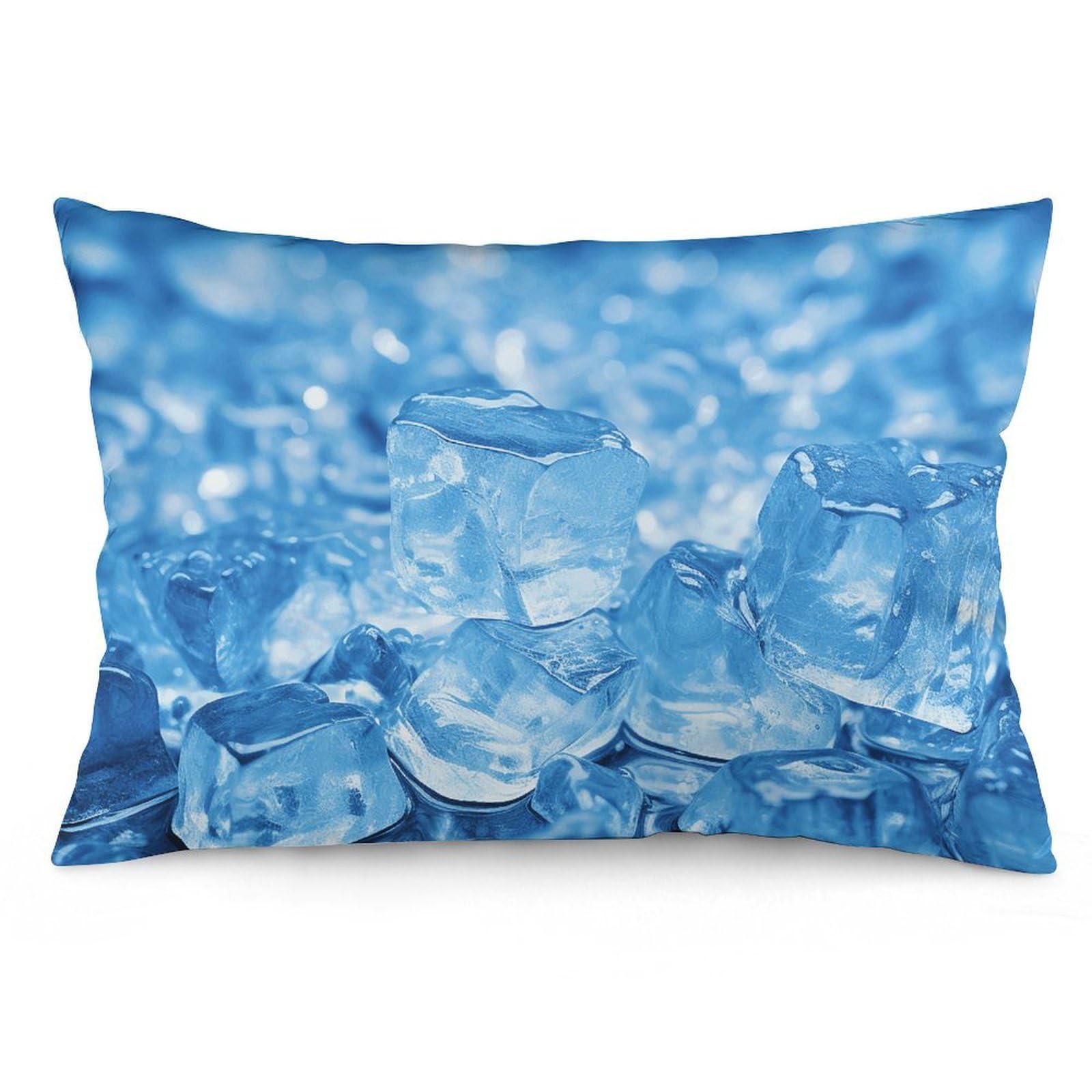 2 Pack Pillow Cases for Hair and Skin, Soft Breathable Pillow Case Covers with Hidden Zipper, Blue Ice Cube Background Pillowcase 16 "x24 Pillow Covers for Sleeping Gift