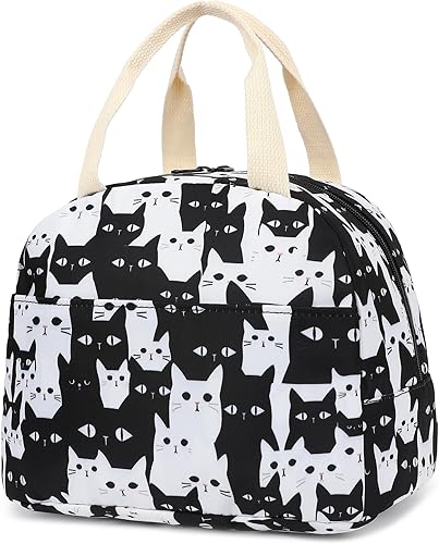 Bolsa de almuerzo para gatos para mujeres y niñas, bolsas de almuerzo aisladas, lonchera reutilizable para niños y adultos, escuela, trabajo, picnic