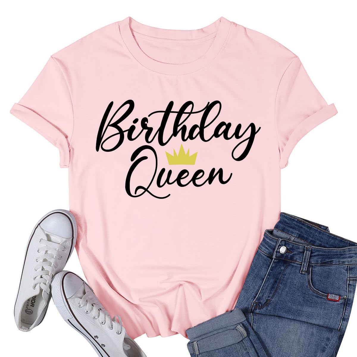 VQD Women's Birthday Shirts Birthday Queen T-Shirts Birthday Gifts Tee Tops