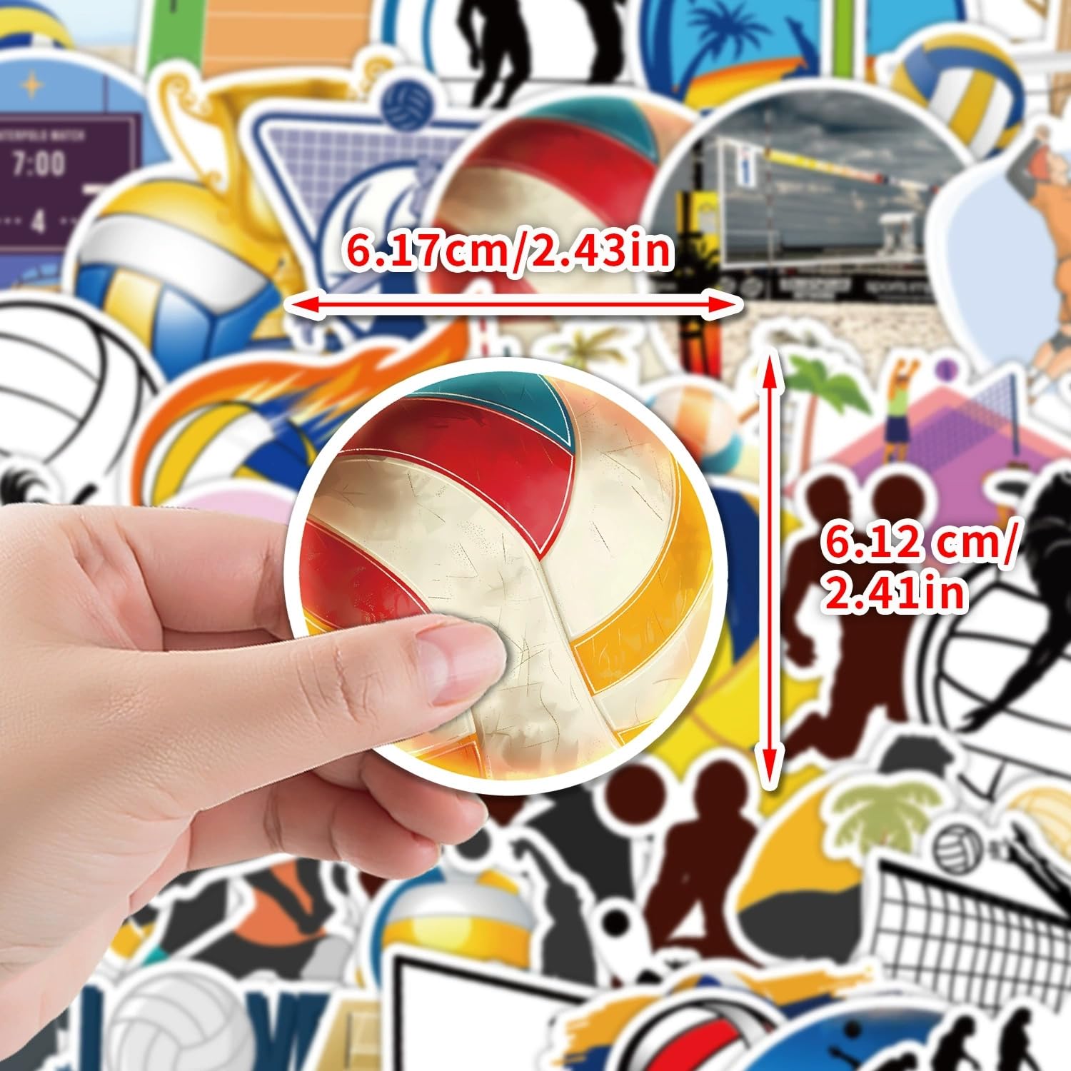 50 Pcs Volleyball Stickers for Kids Teens Adults Boys Girls Gift,Motivational Volleyball Stickers Pack for Laptop,Skateboard,Luggage,Car,Bike,Cup,Computer,Water Bottle Decor,Vinyl Waterproof Stickers - Image 2