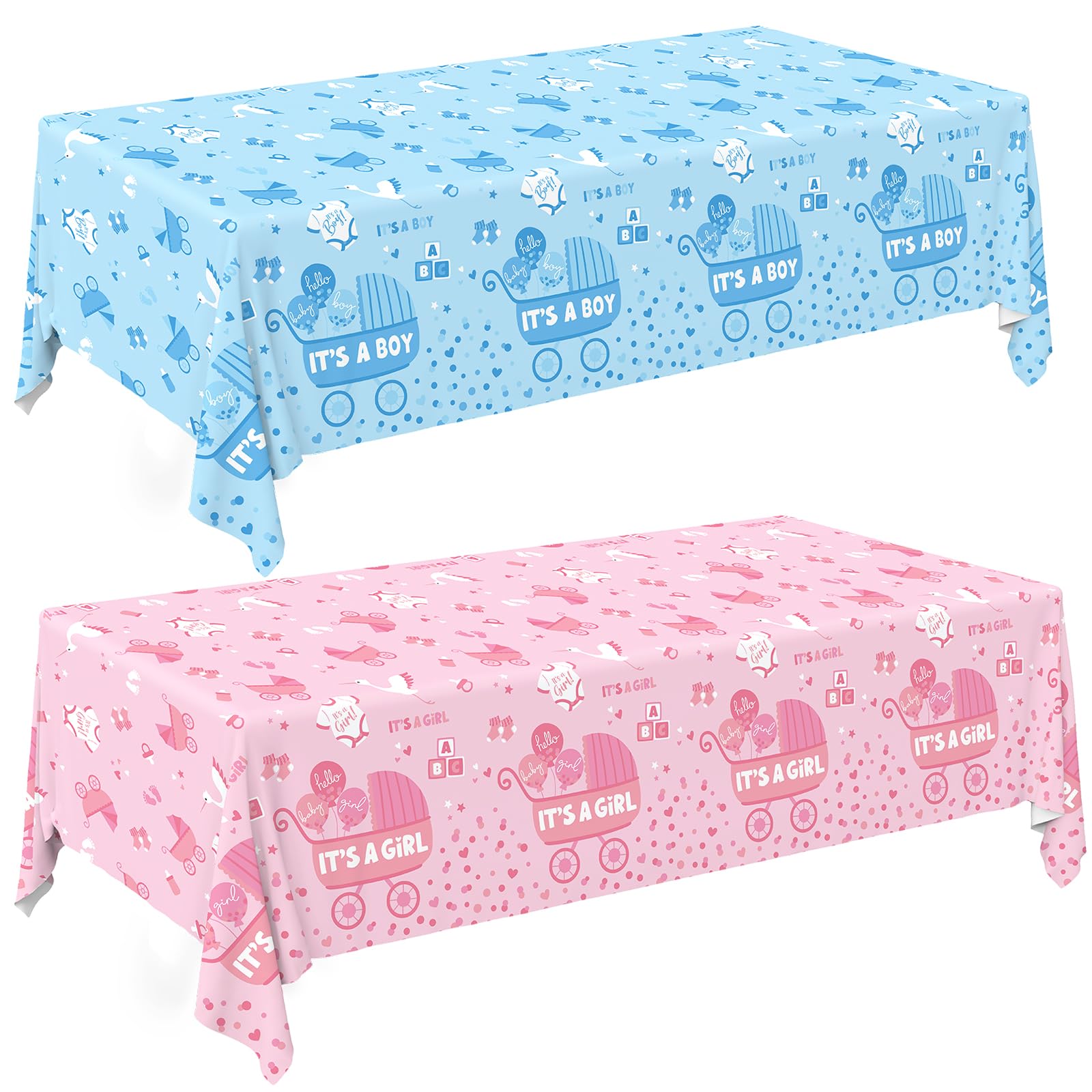 Gatherfun Baby Gender Reveal Party Supplies: 2-Pack Gender Reveal Decorations,Disposable Plastic Tablecloth, Ideal Table Cover for Boy or Girl, Baby Shower Party Decorations