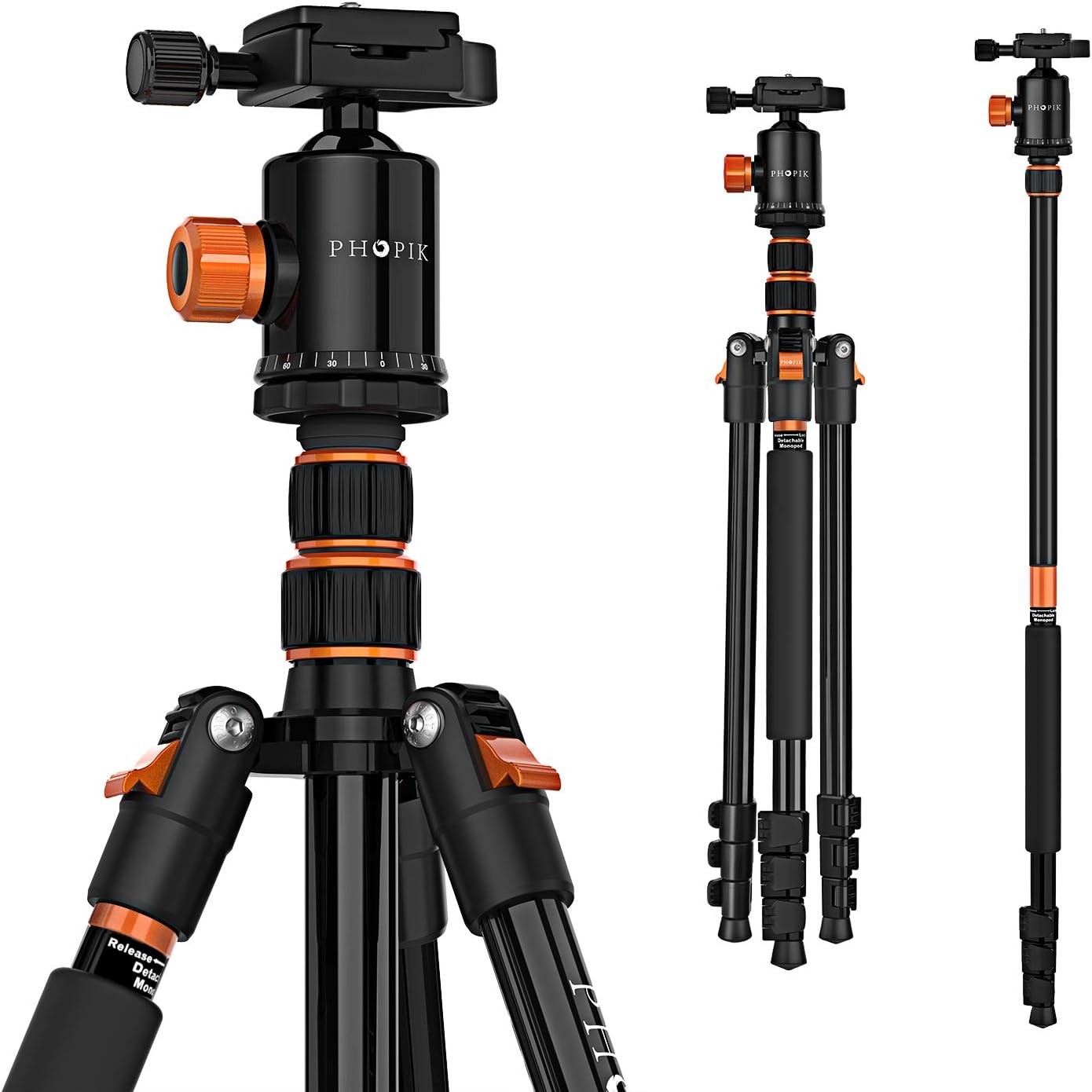 PHOPIK 77" Camera Tripod,Travel Tripod for DSLR,Professional Tripod with 360 Degree Ball Head,Camera Tripods & Monopods with Carry Bag for Camera, Ipad,Phone,Lightweight Load up to 17.6 Pounds